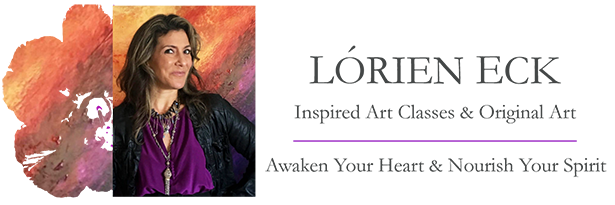 Header with Lorien's Picture and artwork flower identifying Lorien Eck site